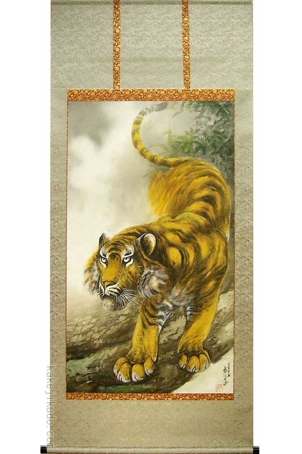 金箔の虎の絵 阪神タイガース優勝記念 縁起物 絵画 掛け軸 真作 川島玉