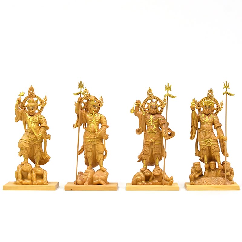 楽天市場】木彫り仏像 小仏-東寺形【四天王】セット 柘植 金泥仕様 総