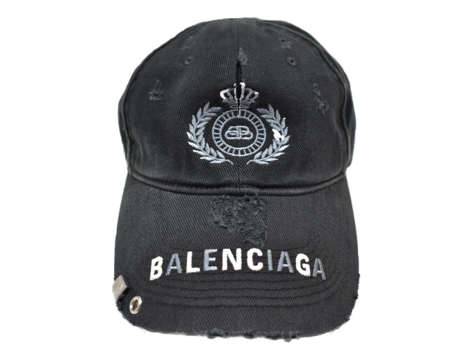 BALENCIAGA キャップ Lサイズ ダメージ加工ピアッシング BALENCIAGA