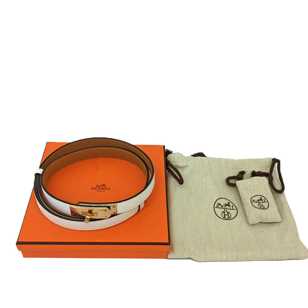 楽天市場】T【HERMES】ケリーベルト18 ホワイト ブラウン レザー