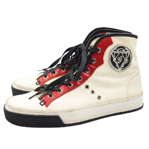 楽天市場】【中古】GUCCI 194330 ハイカット スニーカー ホワイトx