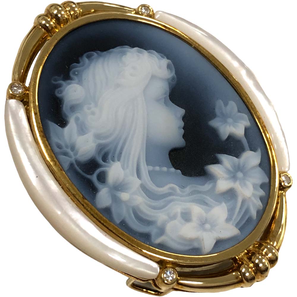 楽天市場】［南店］【美品】 K18 カメオ ブローチ 兼 ペンダントトップ