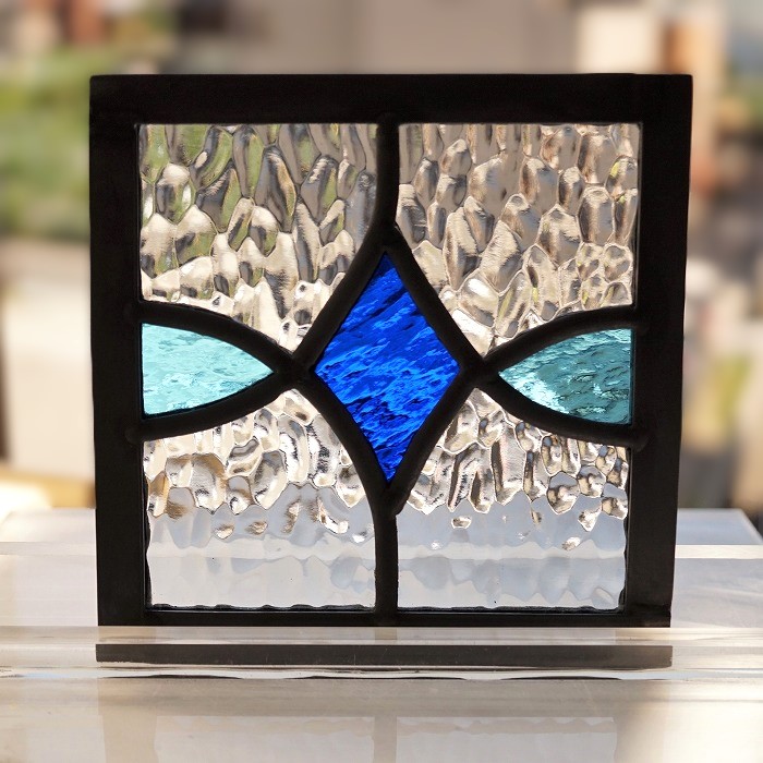 楽天市場】ステンドグラス パネル 住宅用 ダイヤと楕円 ブルー×水色