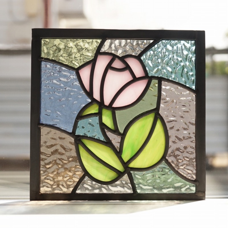 マロンケーキさま専用出品 ステンドグラスパネル 薔薇のハート