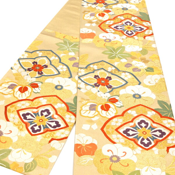 楽天市場】白寿苑 袋帯 金 振袖用 仕立て付き 正絹 振袖帯 西陣織 綾錦