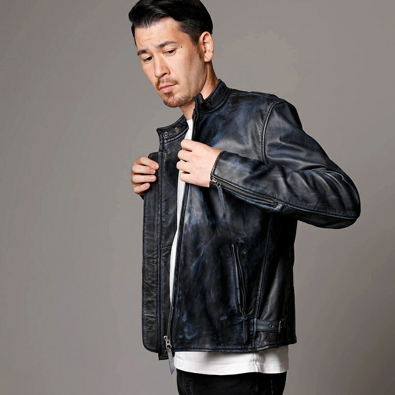 楽天市場】ダメージ加工 アンティーク シングルライダースジャケット