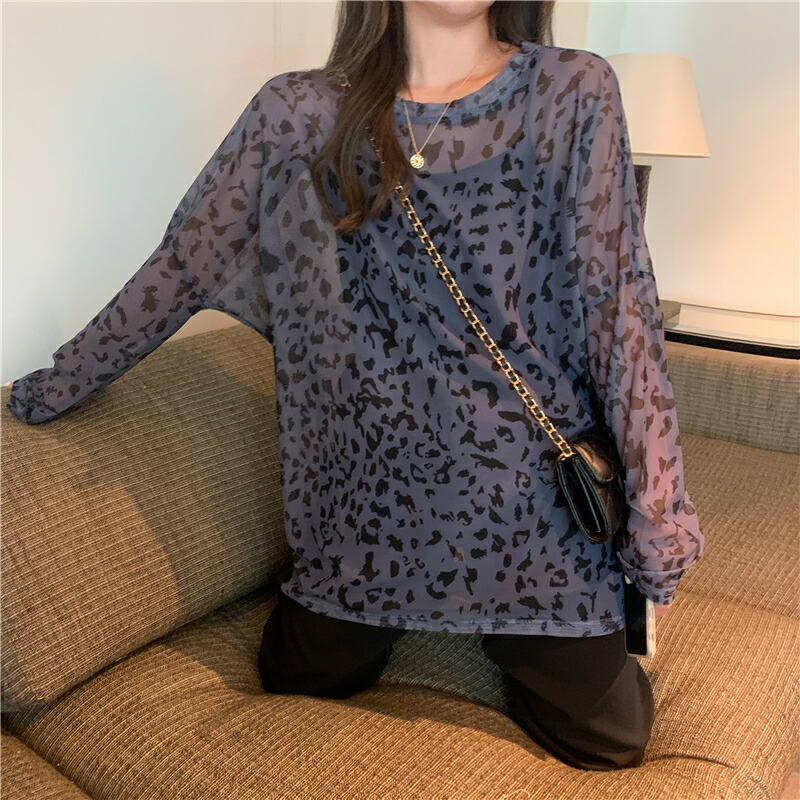 楽天市場】レオパード柄 シースルー ブラウス シャツ シアーブラウス