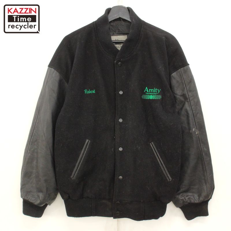 楽天市場】00s 袖レザー ウール スタジャン 古着 ☆ メンズ 表記M