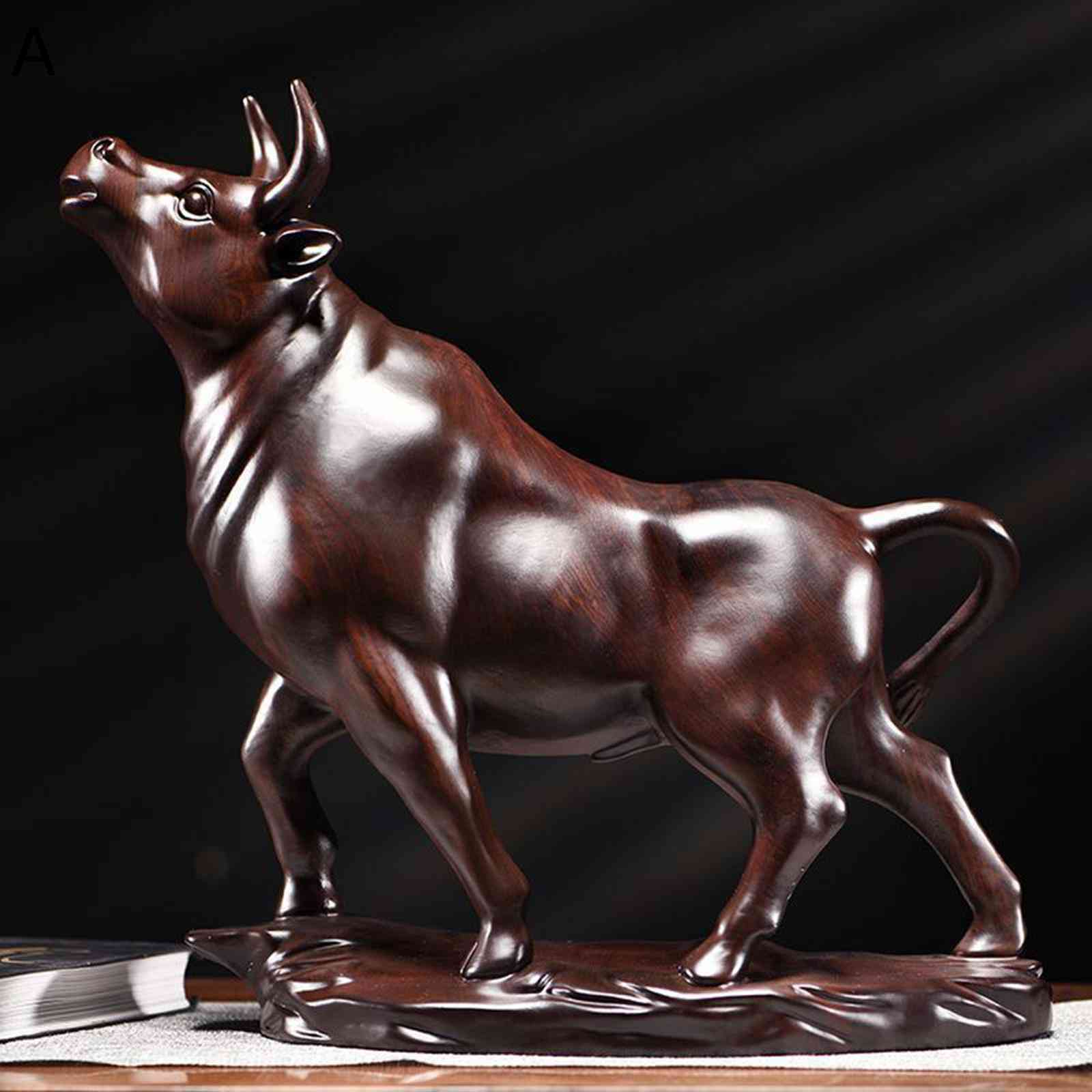 楽天市場】置き物 牛飾り 25cm 20cm 牛の置物 天然木 工芸品 開運