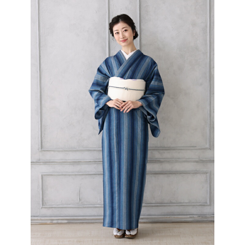 楽天市場】阿波しじら 反物 【紺水色縦縞】 13m 女性用 No,98 しじら織