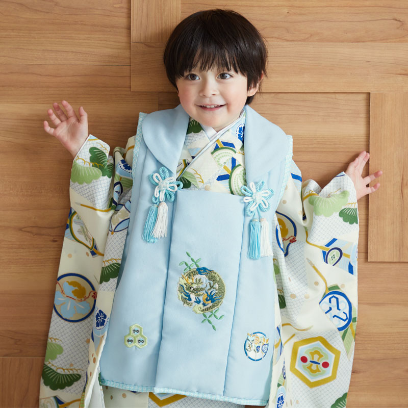 楽天市場】【レンタル】[七五三 着物 3歳]男の子「K098 水色龍×鼠