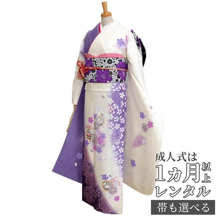 振袖フルセット6点サイズL糸巻文 暈し染め 金彩 正絹 振袖フルセット6