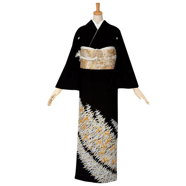 楽天市場】【レンタル】留袖 レンタル 「T198 千の飛翔 金駒刺繍 」 黒