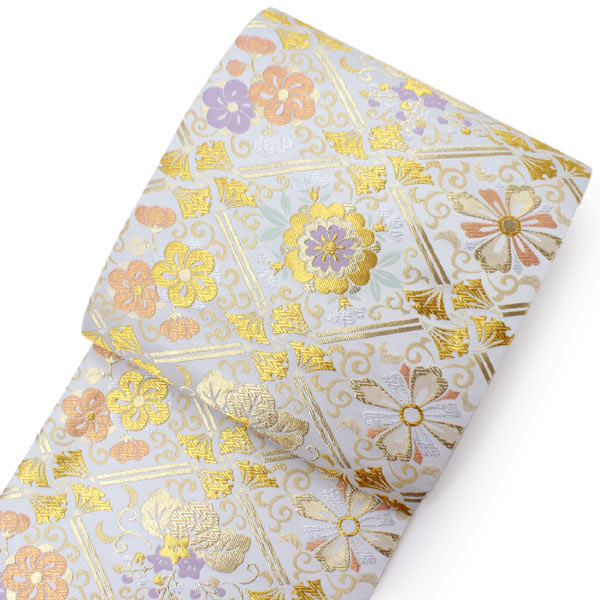 楽天市場】袋帯 フォーマル 全通 白 襷 菱 梅 花 礼装用 仕立て上がり