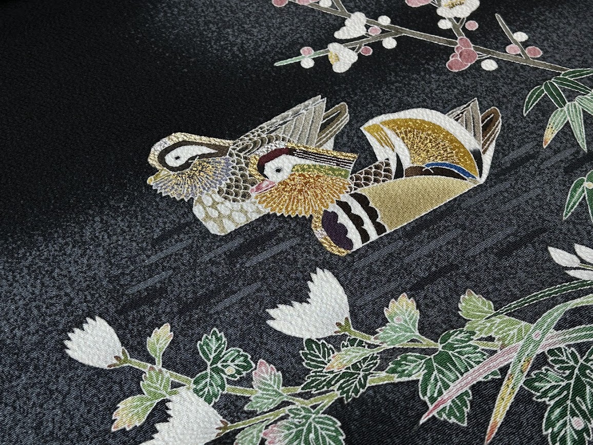 楽天市場】名古屋帯 羽田登喜男作 ちりめん生地 染帯 京袋 手描き 鴛鴦