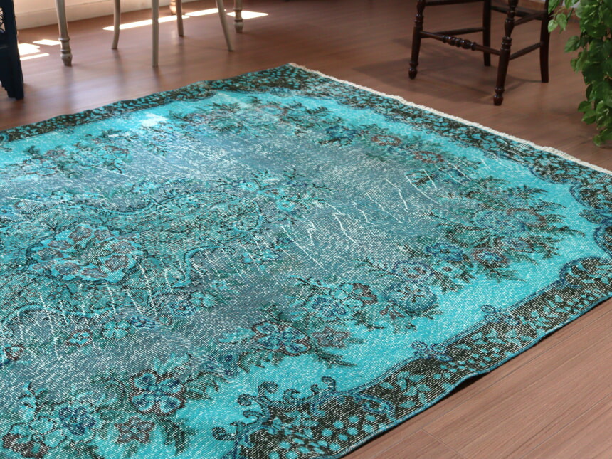 94.5×206ビリジアングリーン ワンカラー 貴重トルコヴィンテージラグ