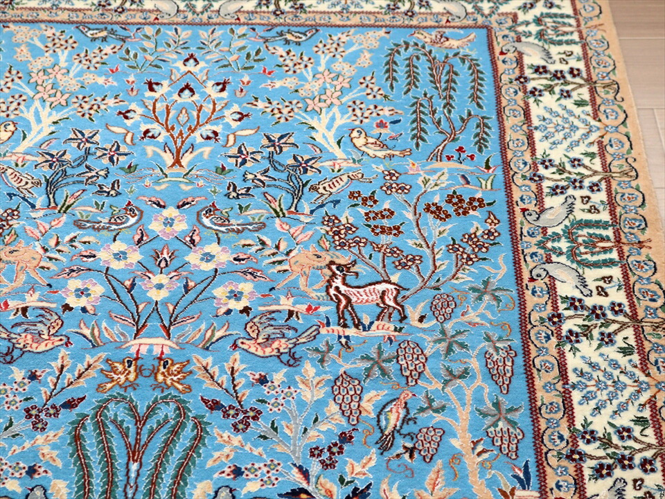 楽天市場】ペルシャ絨毯 ナイン産 6La152×104cmハビビアン工房 ライト