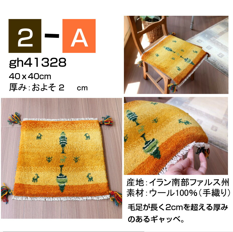 楽天市場】ギャッベ ギャベ 座布団サイズ 40×40cm イラン直輸入 天然