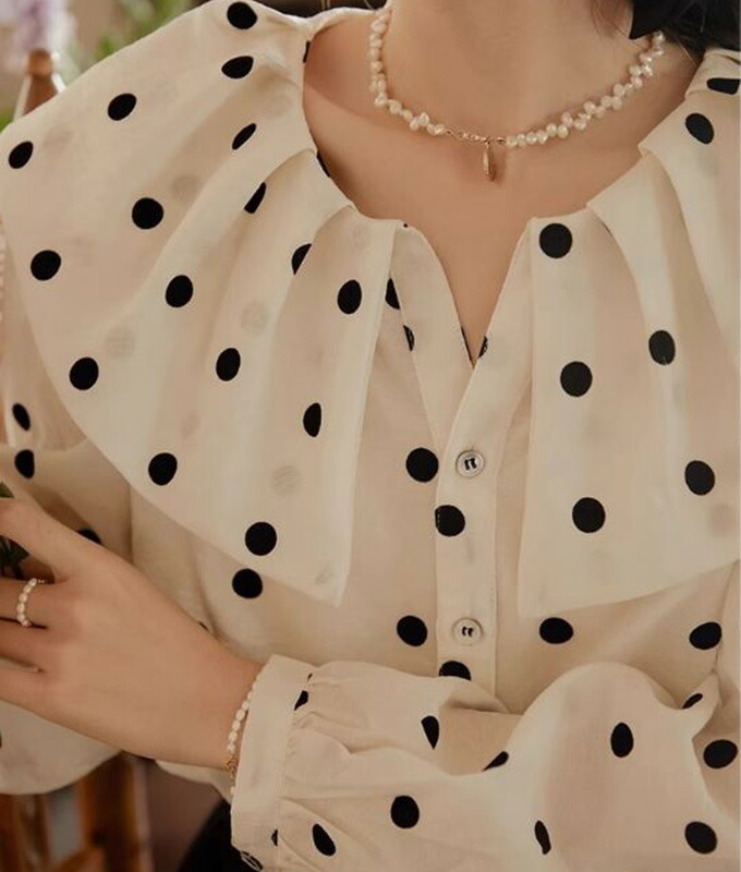 楽天市場】送料無料トップス シャツ ブラウス ドット 水玉 総柄
