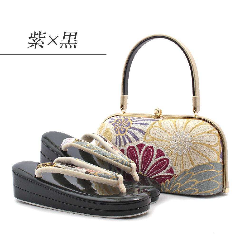 新品】草履バッグセット 草履26cm (金茶&黒) 03094 草履バッグセット