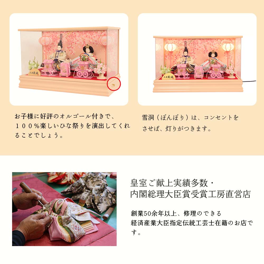 雛人形 ぷり姫 芥子五人飾り オルゴール付 工房天祥 定価¥92,398