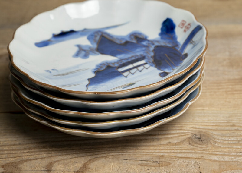 楽天市場】骨董○古伊万里染付山水図皿○W20.7cm | 江戸後期-19世紀頃