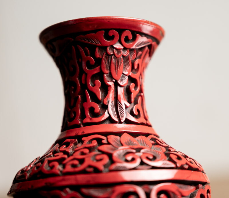 楽天市場】骨董○堆朱花文花瓶○堆朱 / 銅製 / 陰刻文 | 20世紀頃