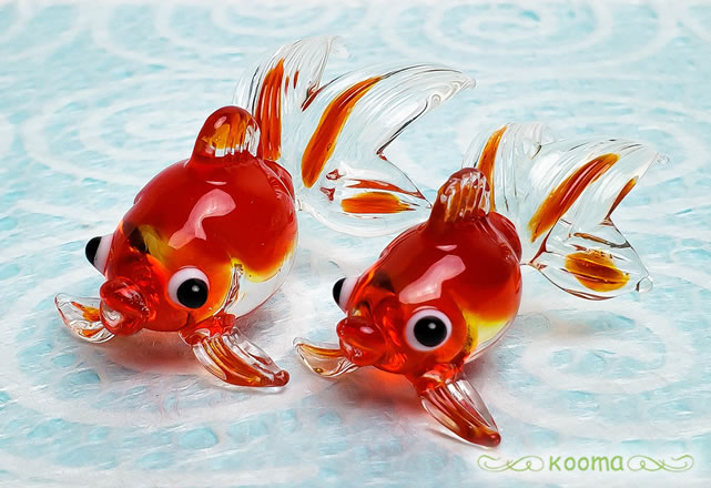 楽天市場】手作りガラス細工ガラス細工 さらさリュウキン ペアセット