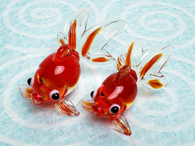 楽天市場】手作りガラス細工ガラス細工 さらさリュウキン ペアセット