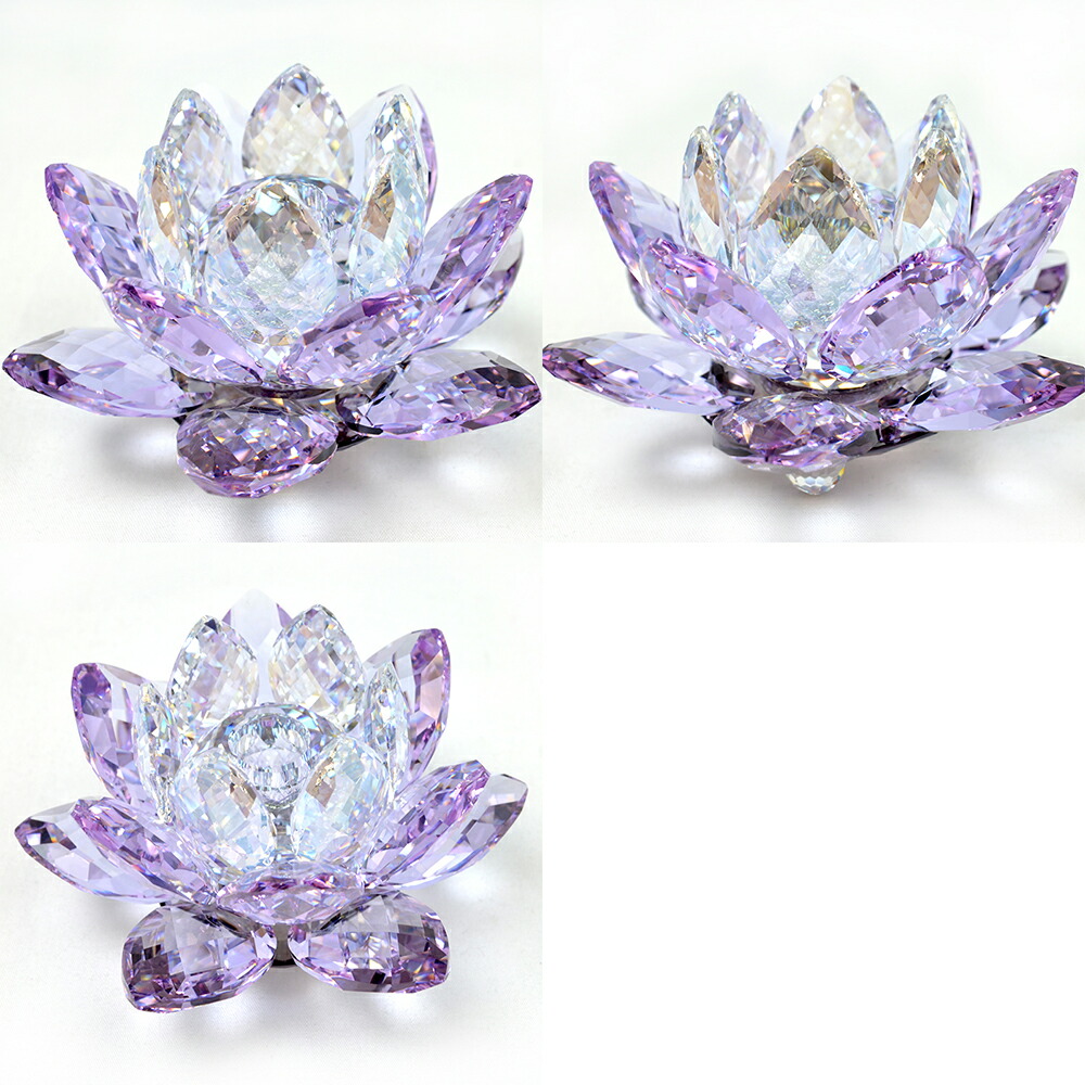 0826 スワロフスキー 睡蓮 キャンドルスタンド パープル