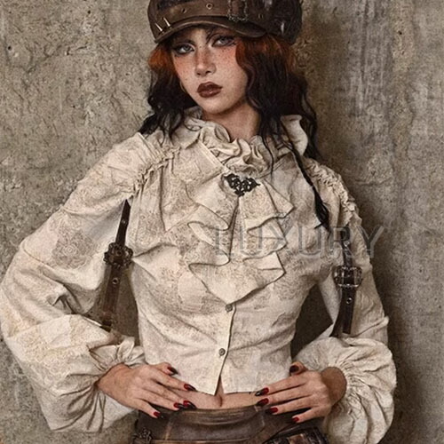 楽天市場】フリルブラウス スチームパンク スタンドカラー バルーン