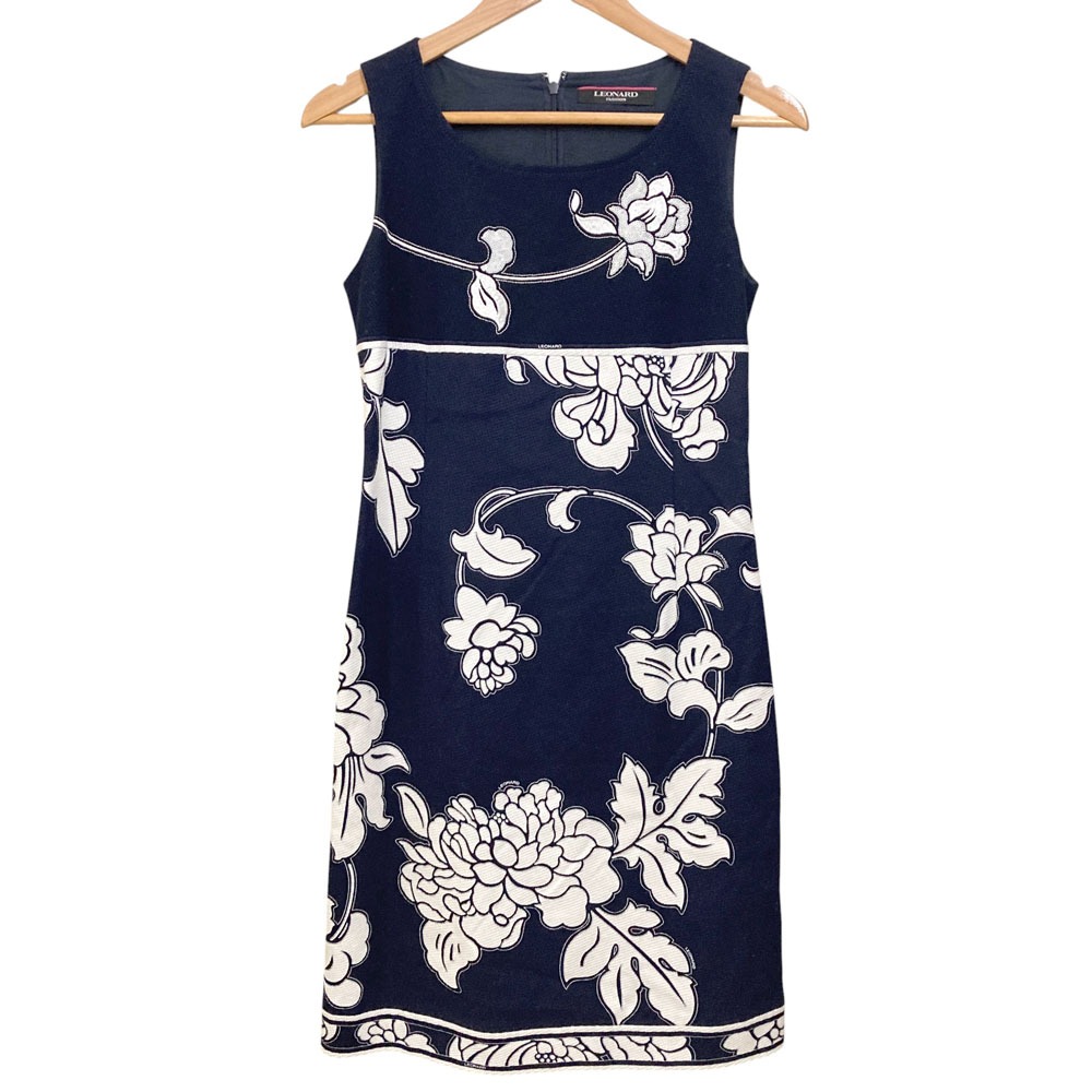 楽天市場】レオナール ワンピース（カラーネイビー）（レディース
