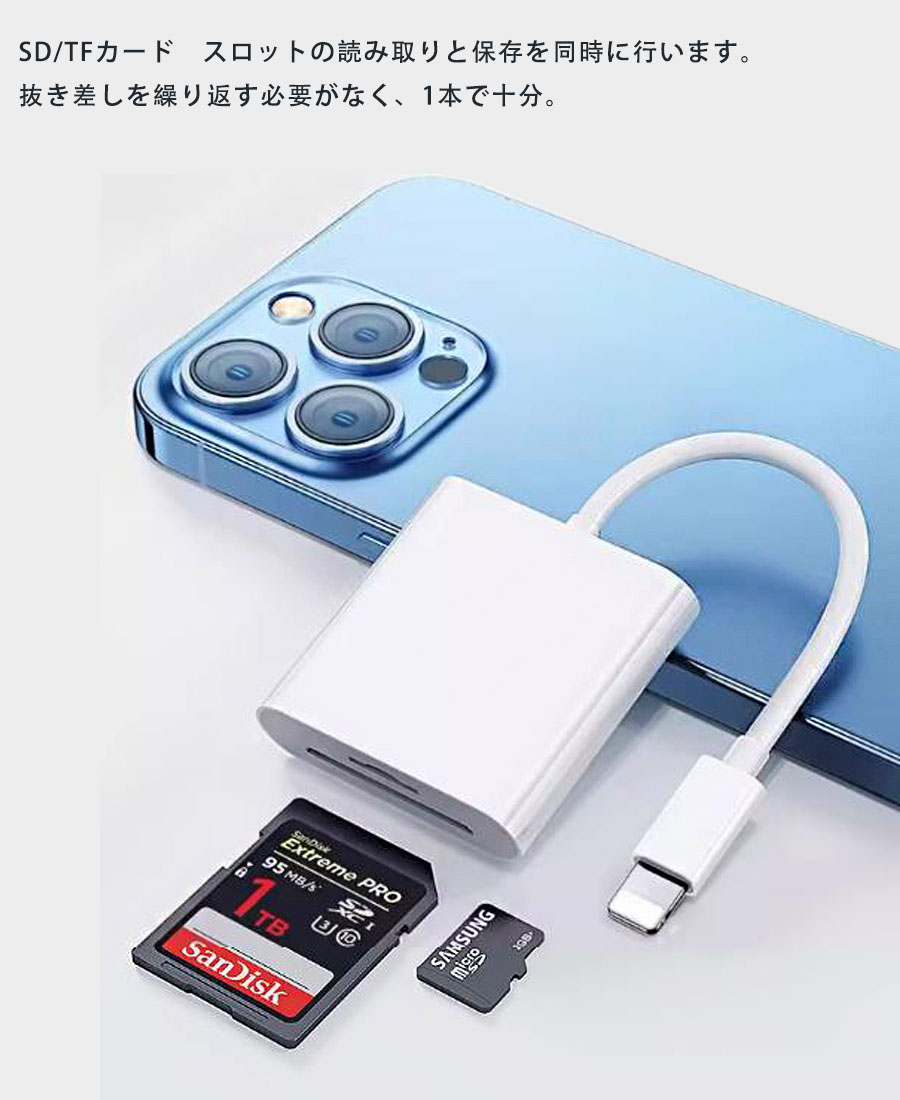 楽天市場】Lightning SDカードカメラリーダー lPhone/Pad用 SDカード