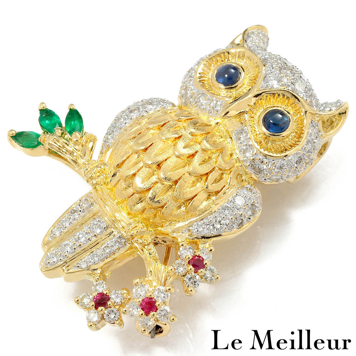 楽天市場】フクロウ ブローチ k18の通販