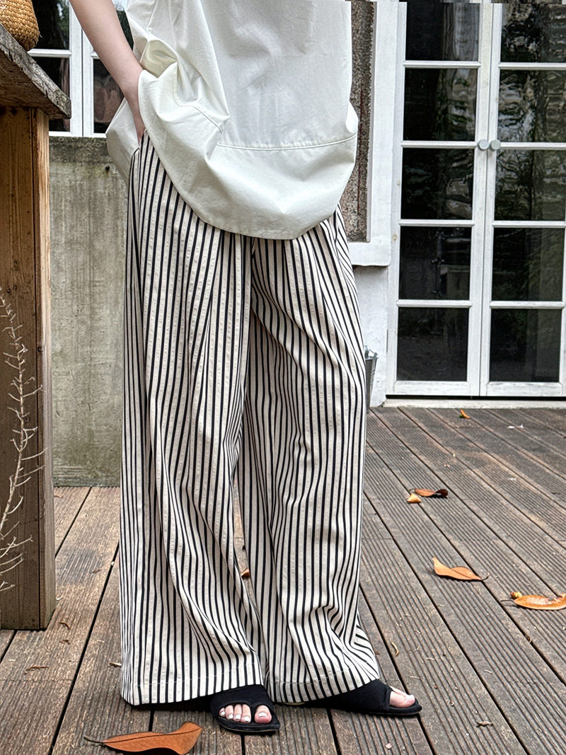 楽天市場】ワイドパンツ レディース ガウチョパンツ ストライプパンツ