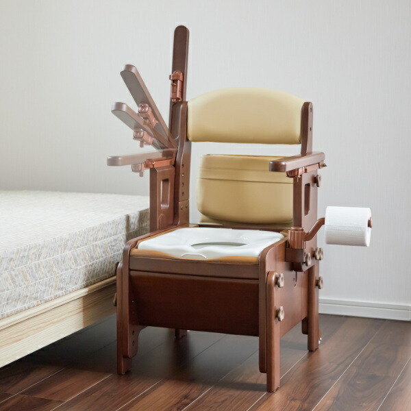 楽天市場】ポータブルトイレ 標準便座 キャスター付 家具調スマート