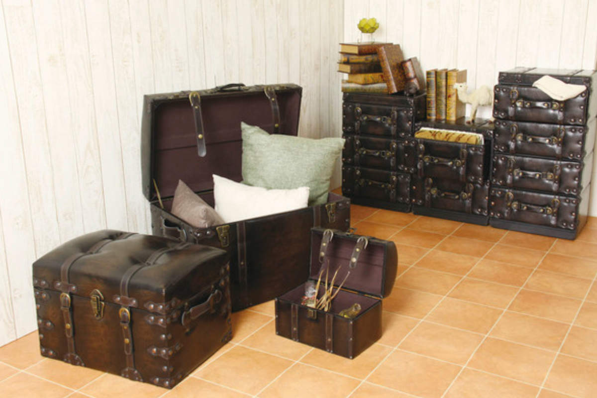 楽天市場】収納スツール 大小2個セット 宝箱 レザー調 （ 送料無料