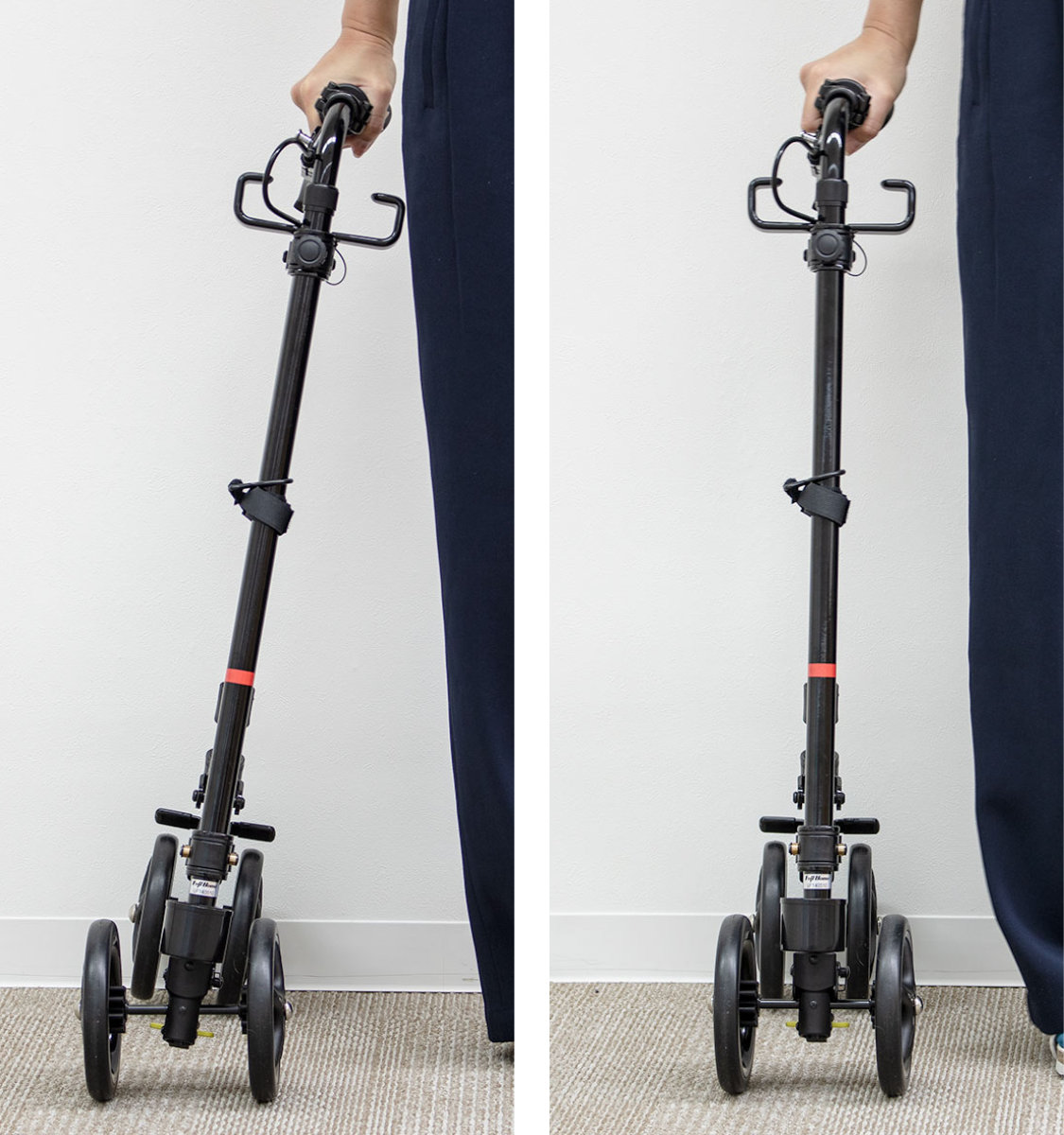 楽天市場】杖 ブラック 車輪付き 高さ調節 ハンドレールステッキ 介護