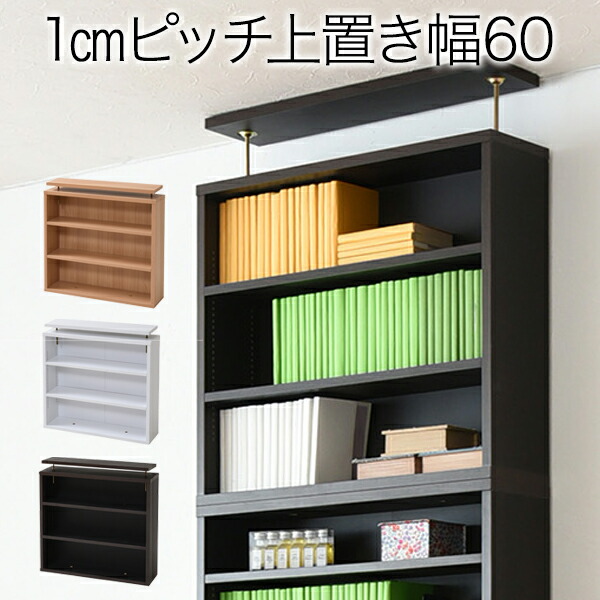 楽天市場】1cmピッチ 薄型 大容量 文庫本ラック 上置き 幅60 本棚 壁面