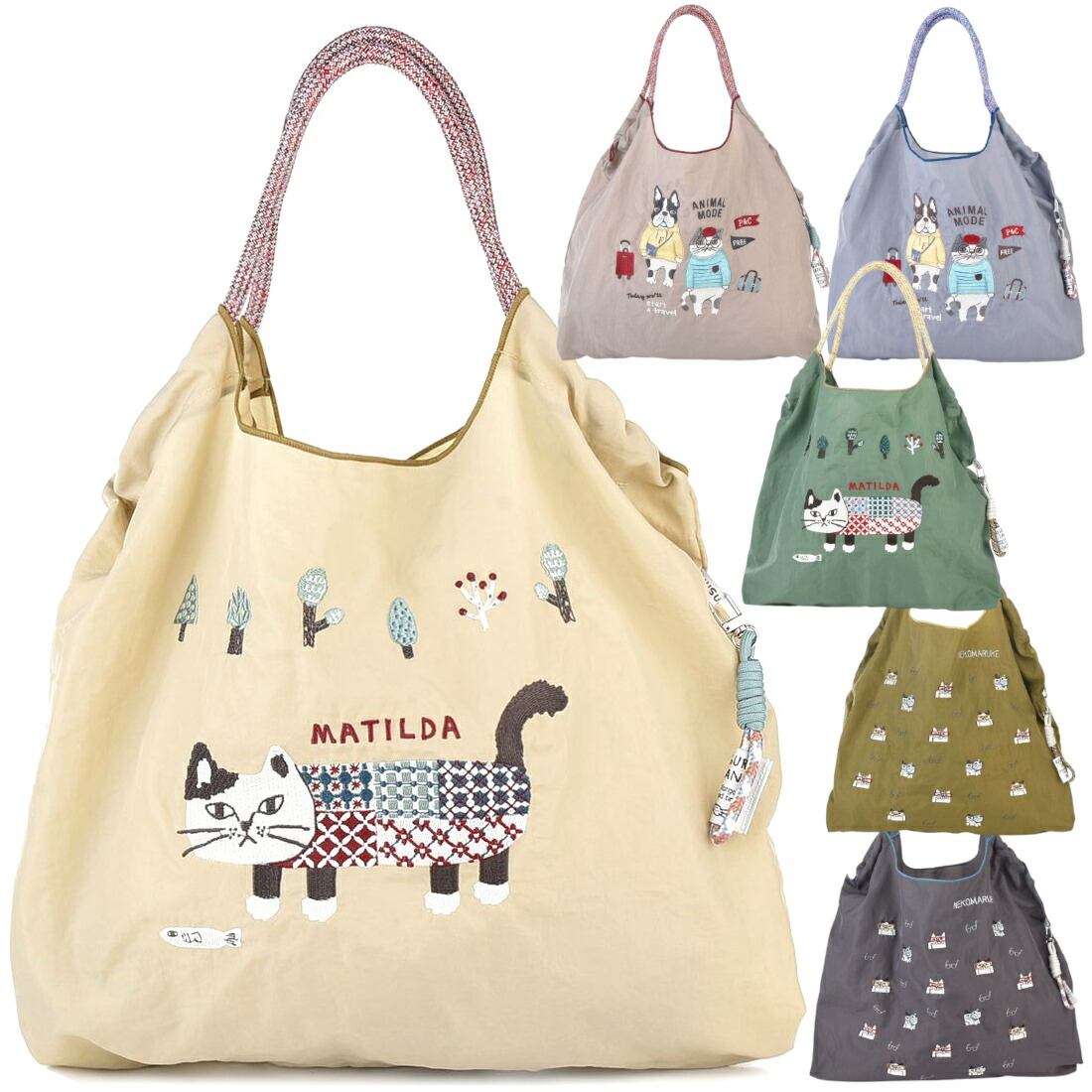 mota ラブラドール 犬柄とネコ柄 エプロンとトートバッグセット 4点