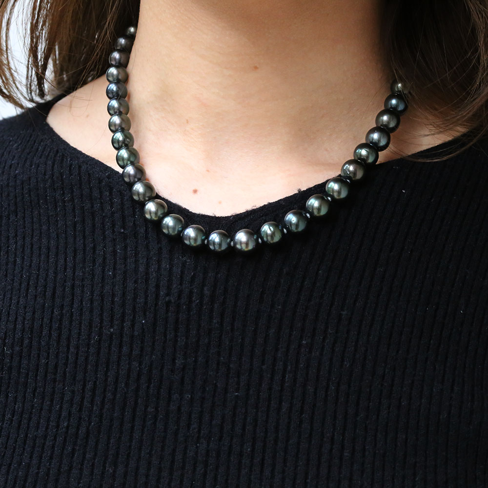 楽天市場】【タヒチアンパール ネックレス オーロラピーコック 33059