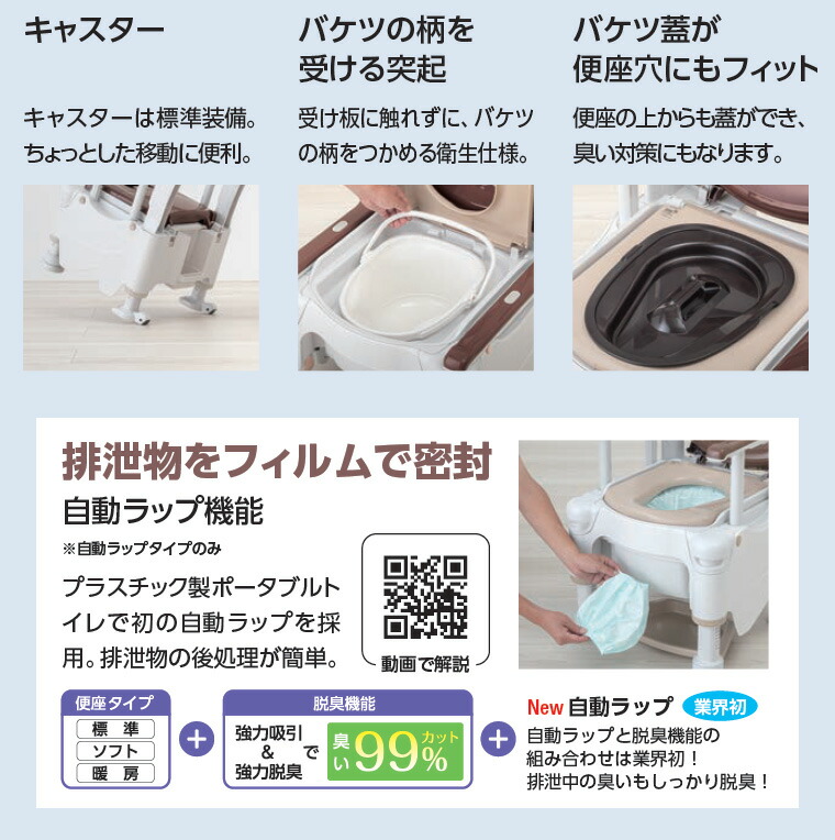 楽天市場】安寿 ポータブルトイレ FX-30 らくゾウくん 自動ラップ