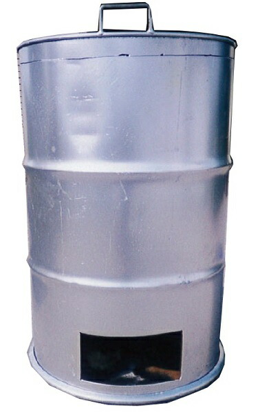 楽天市場】塗装有 シルバー ドラム缶焼却炉 フタ付き 煙突なし 200L