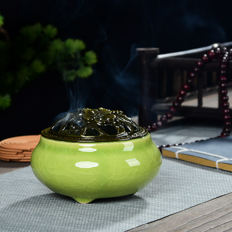 楽天市場】送料無料 香炉 蓋付き 陶器 インセンスホルダー 線香 アロマ