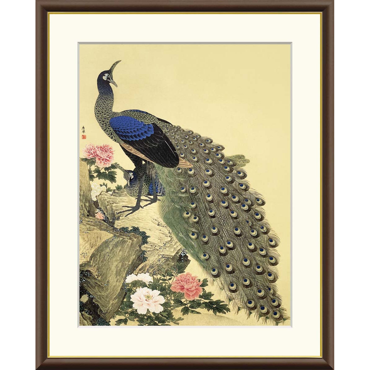 楽天市場】絵画 日本の名画 牡丹孔雀図 円山応挙 額入り インテリア