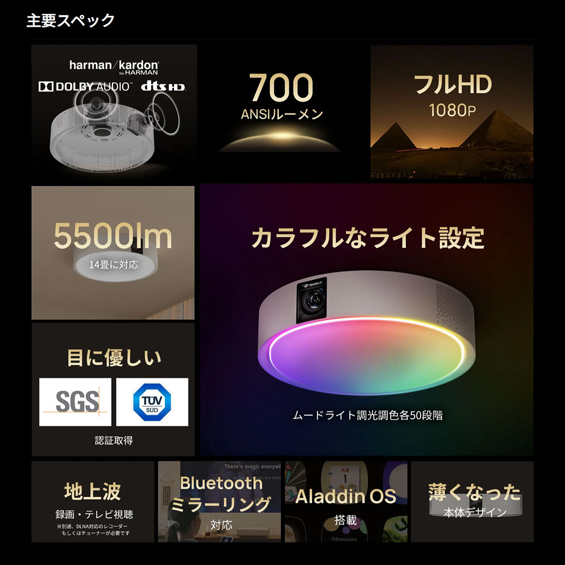 楽天市場】Aladdin X2 Light コネクター2セット 6畳でも100インチ 短