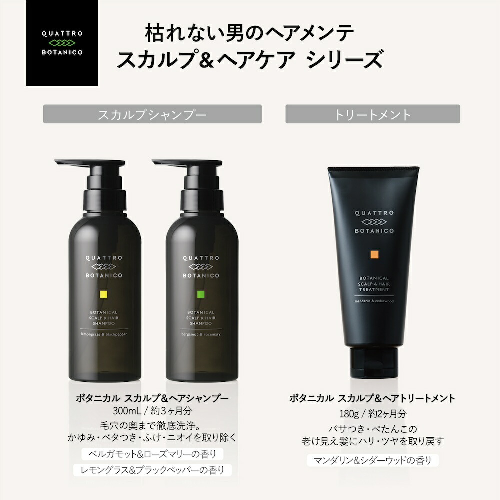 楽天市場】髪と頭皮の トリートメント メンズ クワトロボタニコ