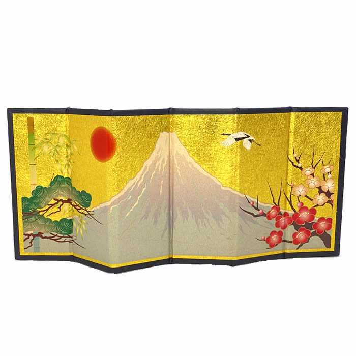 楽天市場】6曲金屏風（富士日の出松竹梅 ）コンパクト人形にお勧め（幅