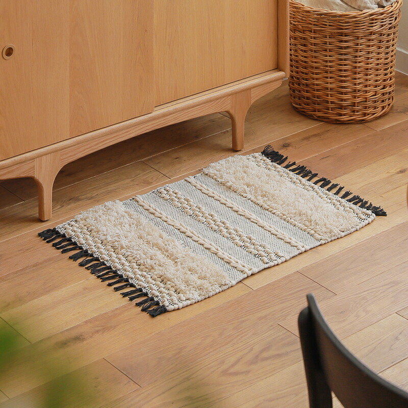 楽天市場】フロアマット POP CORN STRIPE MAT 50×70 インド製 コットン