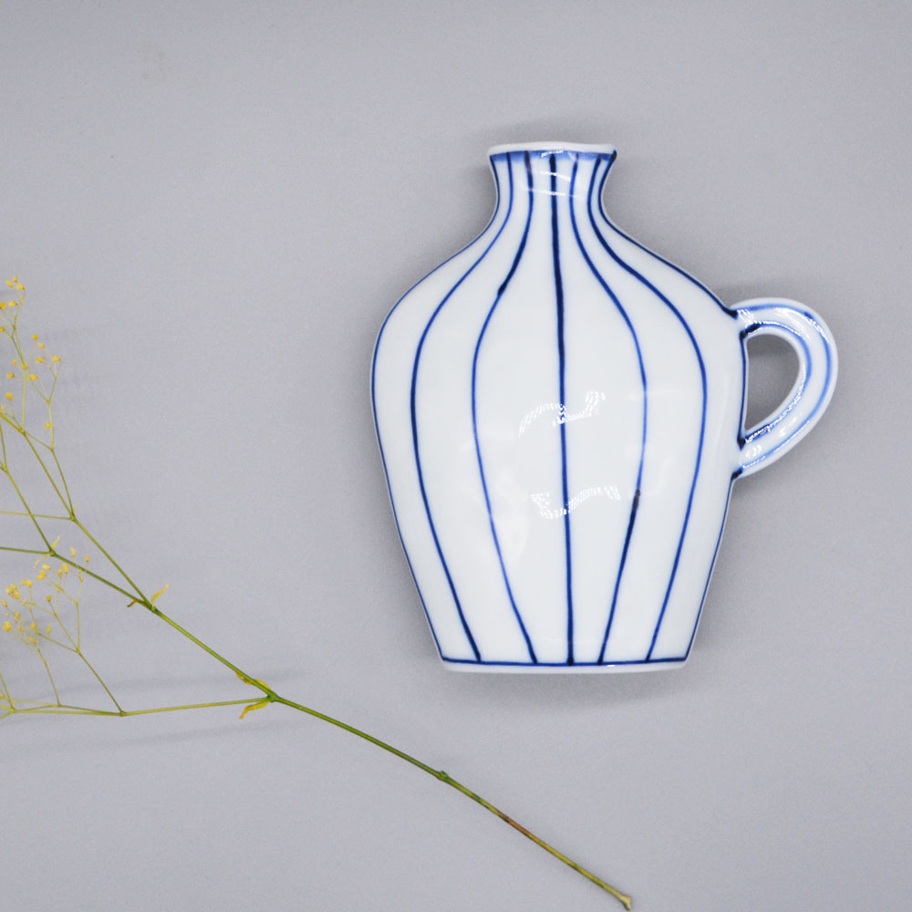 楽天市場】眞窯 リバーシブルな花びん 波とストライプ（ 小さい取手